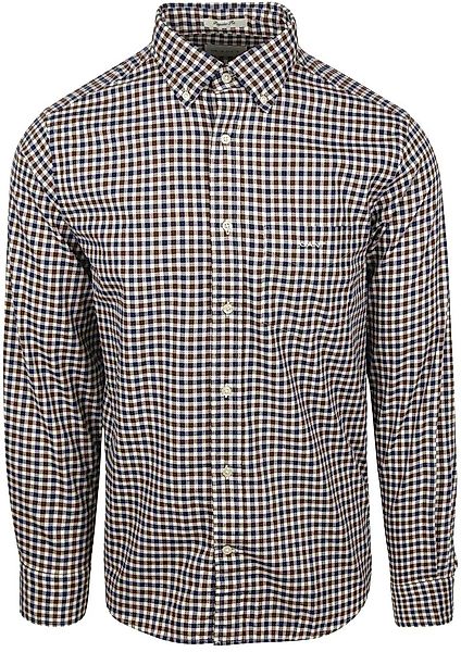 Gant Casual Hemd Twill Blau Braun - Größe L günstig online kaufen