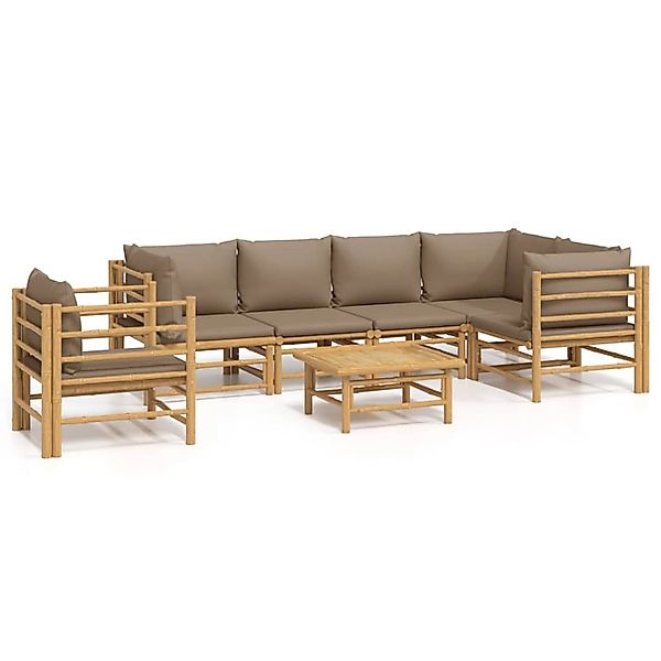vidaXL Gartenlounge-Set 7-tlg. Garten-Lounge-Set mit Taupe günstig online kaufen