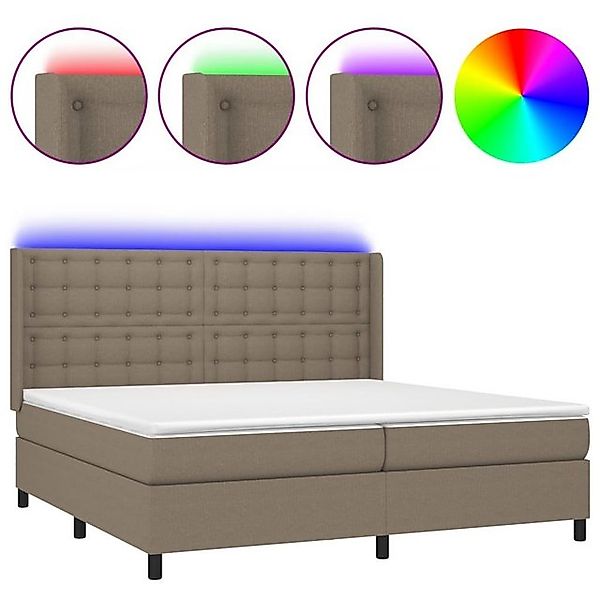 vidaXL Boxspringbett Boxspringbett mit Matratze LED Taupe 200x200 cm Stoff günstig online kaufen