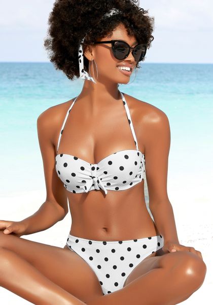 LASCANA Bügel-Bandeau-Bikini-Top Powder, aus Piqué-Strukturware günstig online kaufen