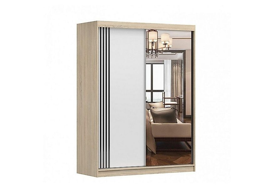 MOEBLO Kleiderschrank LARA 07 (mit Spiegel Schwebetürenschrank 2-türig Schr günstig online kaufen