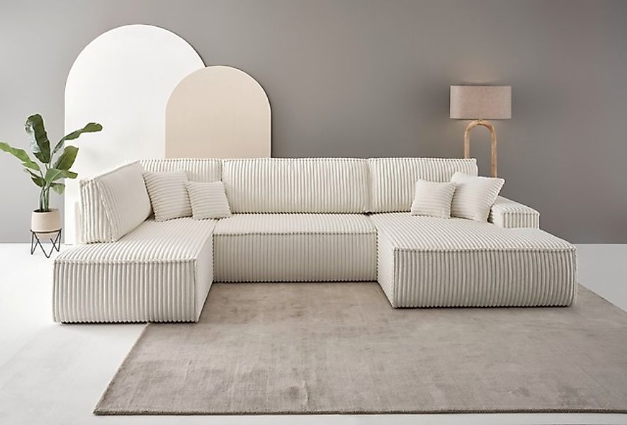 andas Wohnlandschaft »FINNLEY, U-Form XXL 329 cm, Schlafsofa, Schlaffunktio günstig online kaufen
