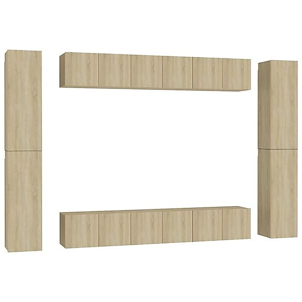 vidaXL 10-tlg. TV-Schrank-Set Sonoma-Eiche Holzwerkstoff Modell 2 günstig online kaufen
