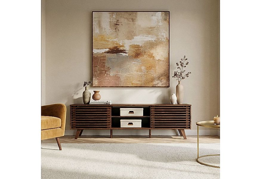 IDIMEX Lowboard RIAN, Modernes TV Möbel mit Schiebetüren Massivholz Nussbau günstig online kaufen