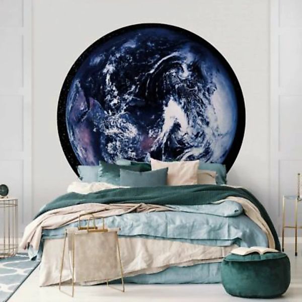 Bilderwelten Runde Tapete selbstklebend Planet Earth schwarz Gr. 125 x 125 günstig online kaufen