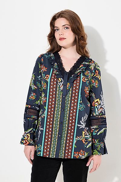 Ulla Popken Longbluse Bluse Spitze Rüschen günstig online kaufen