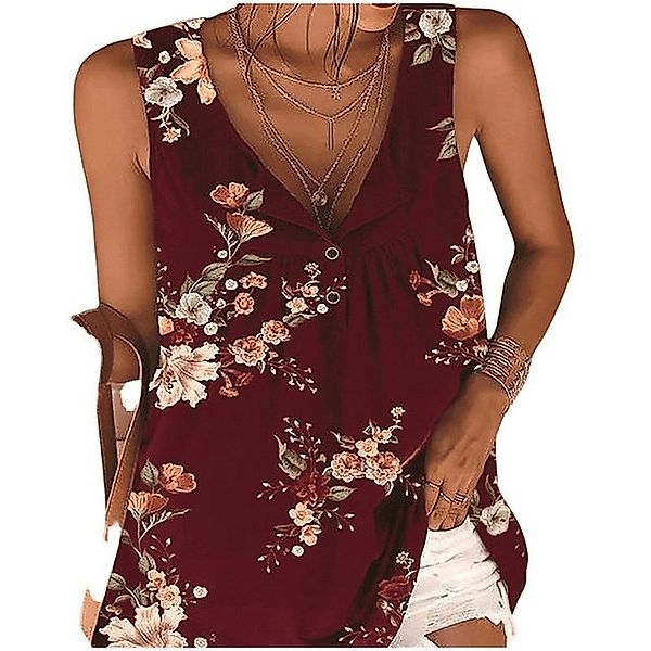 YRIIOMO Tanktop Elegantes Damen T Shirt mit V Ausschnitt und Knopfdetails, günstig online kaufen