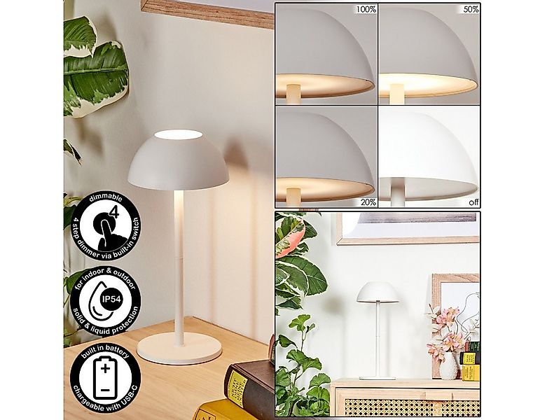 hofstein Tischleuchte Tischlampe aus Metall/Kunststoff in Weiß, dimmbare Ti günstig online kaufen