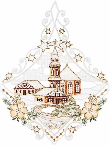 W. Reuter & Sohn - Plauener Spitze Fensterbild "Kirche", Made in Germany günstig online kaufen