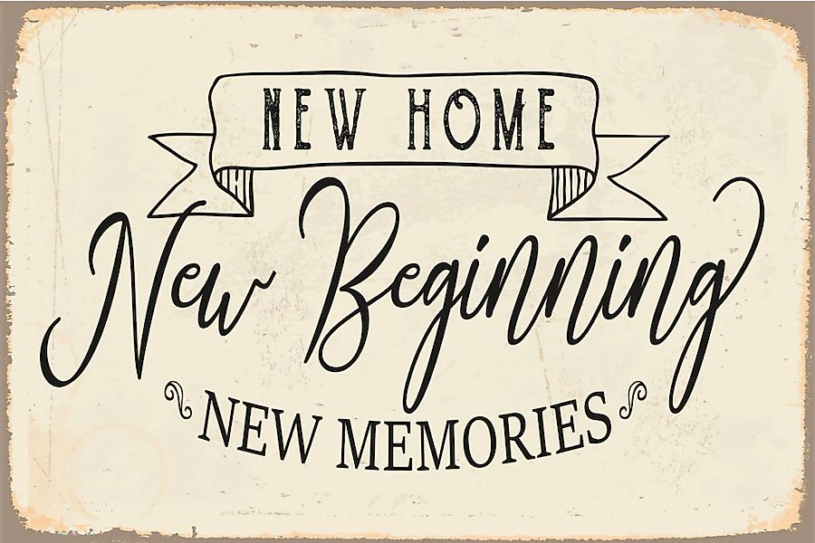 queence Metallbild "New Beginning" Motivationsbilder  Schriftzug  Sprüche günstig online kaufen