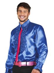 Boland T-Shirt Schlagerstar Rüschenhemd blau 70er günstig online kaufen