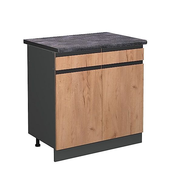 Vicco Küchenunterschrank R-Line Goldkraft Eiche/Anthrazit 80 cm AP Anthrazi günstig online kaufen