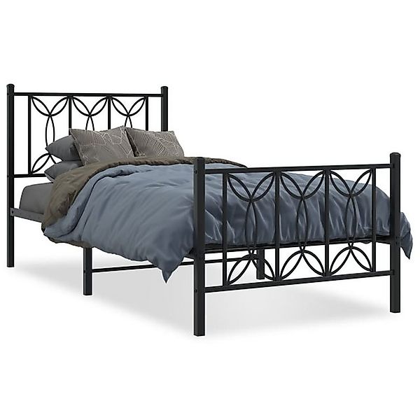 vidaXL Bett, Bettgestell mit Kopf- und Fußteil Metall Schwarz 90x190 cm günstig online kaufen