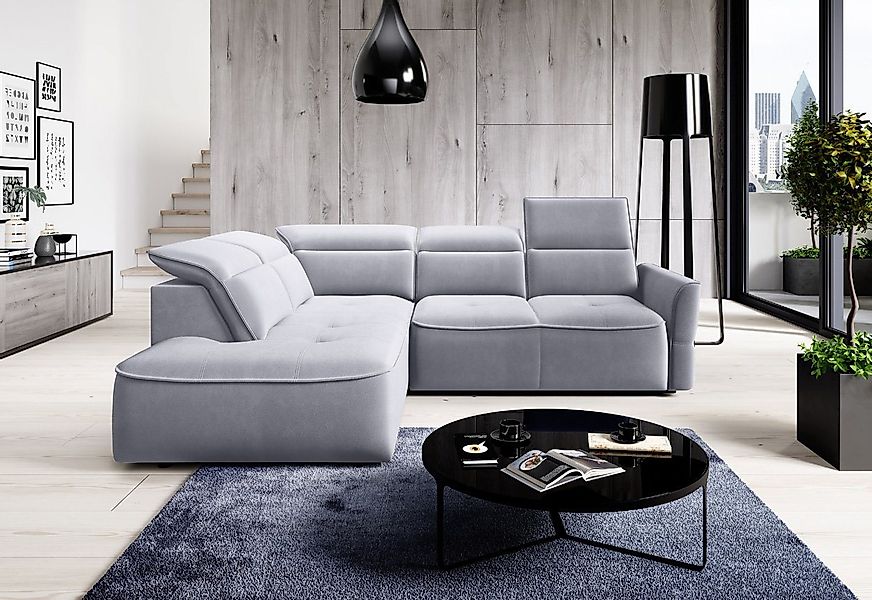 WOHNKLUSIV Ecksofa Ecksofa L Form RIVA mit elektrischer Sitztiefenverstellu günstig online kaufen