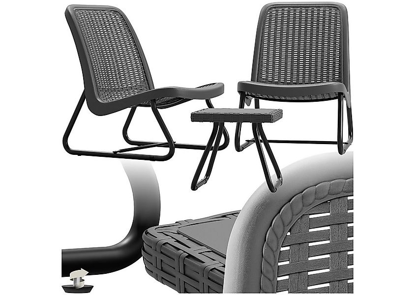 tectake Sitzgruppe Balkonmöbel Modica in Rattanoptik für 2 Personen, ergono günstig online kaufen