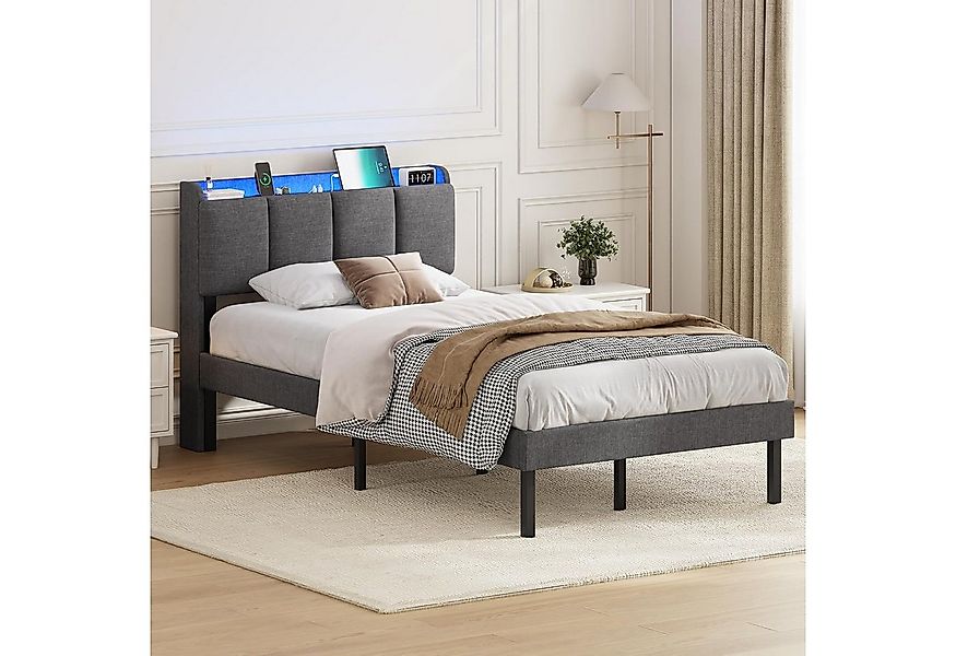 MSMASK Polsterbett Jugendbett mit LED-Beleuchtung und Ladestation (1-tlg., günstig online kaufen