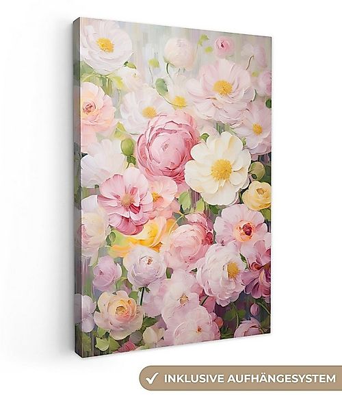 OneMillionCanvasses® Leinwandbild Blumen - Rosa - Botanisch - Kunst - Acryl günstig online kaufen