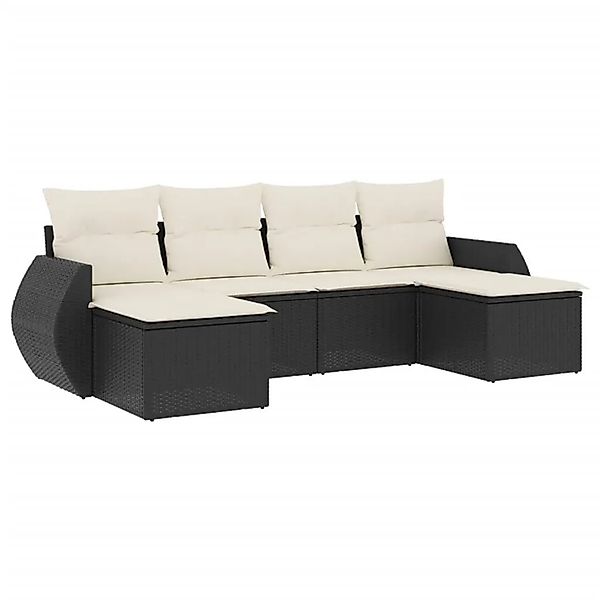 vidaXL 6-Tlg Garten-Sofagarnitur mit Kissen Schwarz Poly Rattan 3221715 günstig online kaufen