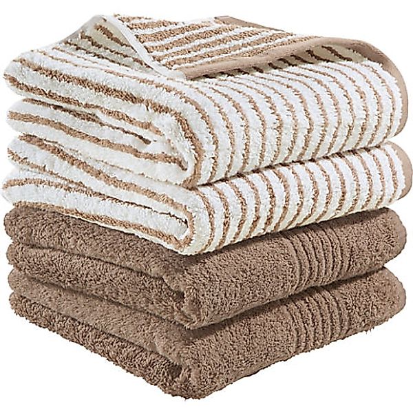Erwin Müller Handtuch Handtuch "Konstanz" 4er-Set Uni/Streifen, Frottier, W günstig online kaufen