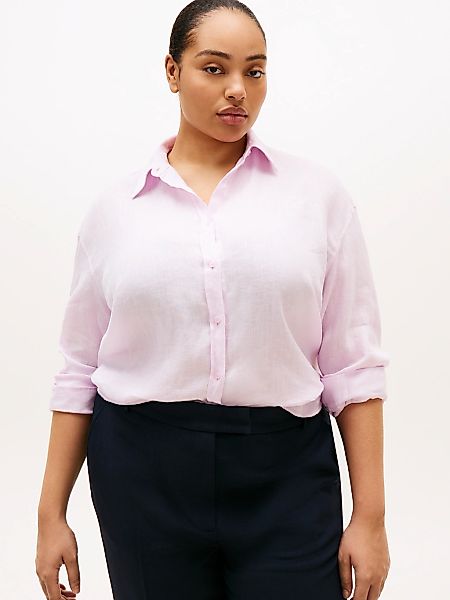 Tommy Hilfiger Curve Langarmbluse "CRV ESS LINEN ROUND HEM SHIRT" in großen günstig online kaufen