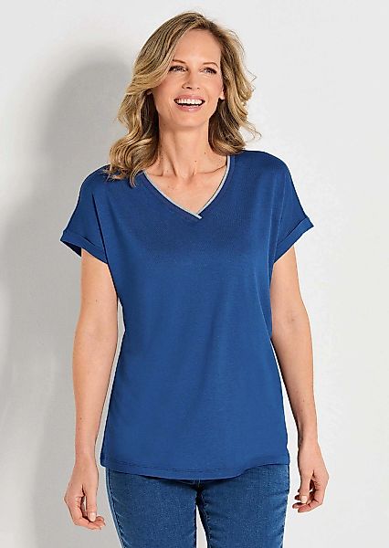 GOLDNER Kurzarmshirt "Kurzgröße Elegantes Kurzarmoberteil mit Glanz" Aussch günstig online kaufen