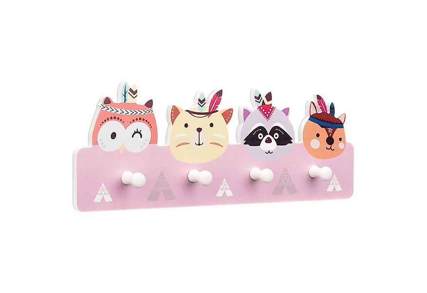 Navaris Garderobenleiste Garderobe für Kinderzimmer - mit Tier-Design und 4 günstig online kaufen