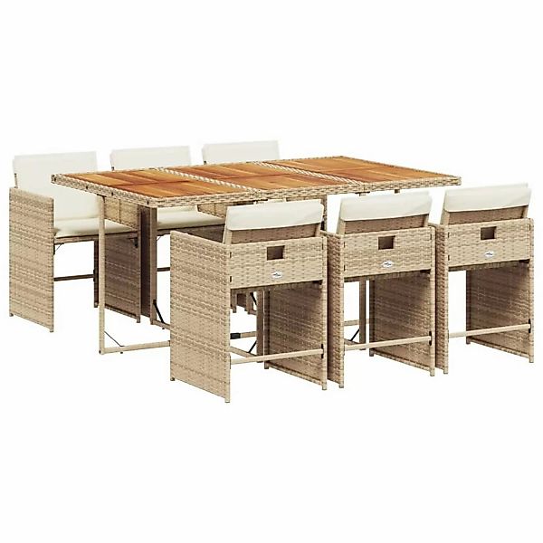 vidaXL 7-tlg Garten-Essgruppe mit Kissen Beige Poly Rattan Modell 23 günstig online kaufen