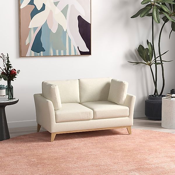 HOMCOM 2-Sitzer Sofa Loveseat in Leinenoptik mit Kissen, Zweisitzer mit Hol günstig online kaufen