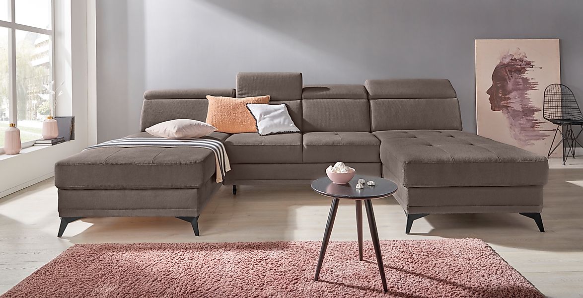 Home affaire Wohnlandschaft »Cardiz U-Form« inkl.Kopfteilverstellung und Fe günstig online kaufen