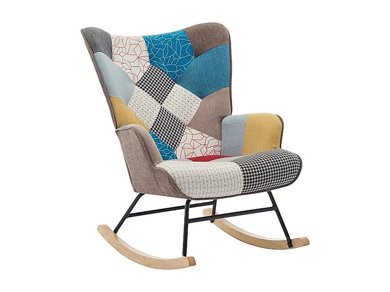 Schaukelsessel - melierter Stoff - Patchwork - mehrfarbig - ELMINA II günstig online kaufen