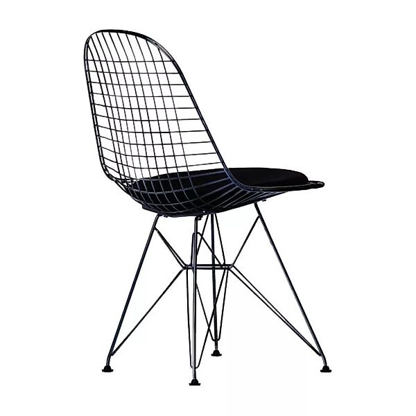 Vitra - Wire Chair DKR-5 Stuhl - basic dark schwarz/pulverbeschichtet/Stoff günstig online kaufen