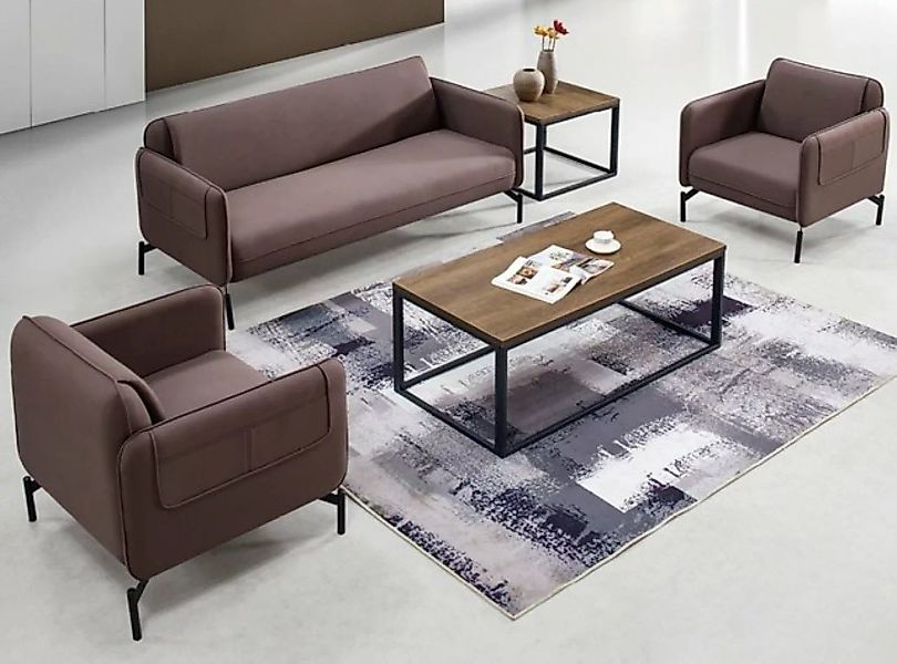 JVmoebel Sofa Braune Designer Polstergarnitur 3+1+1 Sitzer Couch Garnitur C günstig online kaufen