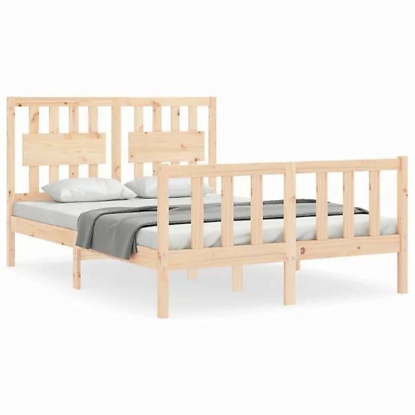 vidaXL Bettgestell Massivholzbett mit Kopfteil 140x200 cm Bett Bettgestell günstig online kaufen