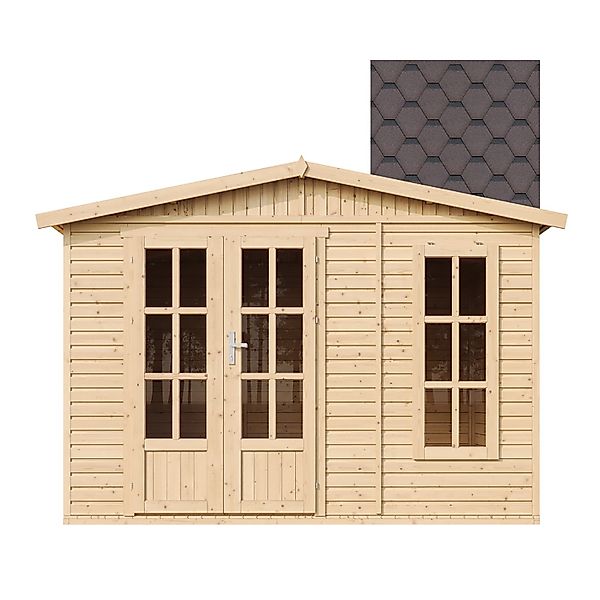 Timbela Gartenhaus Holz M334FB+H334FBBROWN 6,03 m² Dachziegel Braun mit Bod günstig online kaufen