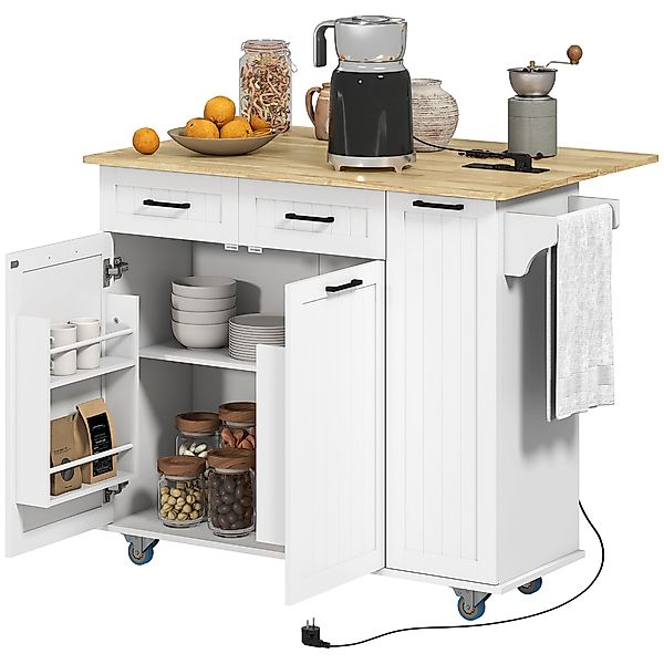 HOMCOM Mobile Kücheninsel mit Steckdose und USB-Port, Rollküchenwagen mit k günstig online kaufen