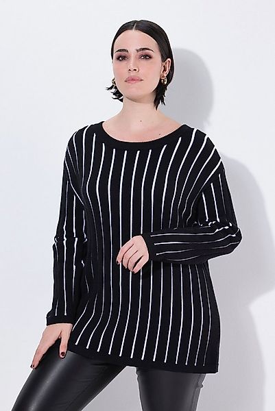 Ulla Popken Strickpullover Pullover Längsstreifen Slim Fit Langarm günstig online kaufen