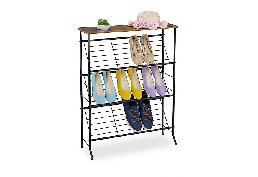 relaxdays Schuhregal Industrial Schuhregal für 9 Paar Schuhe günstig online kaufen