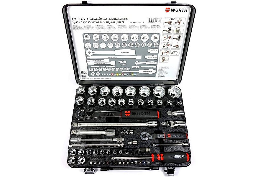 Würth Steckschlüssel Würth Knarrenkasten 1/4 + 1/2 Zoll Multisteckschlüssel günstig online kaufen