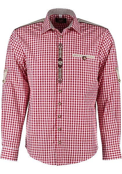 OS Trachten Trachtenhemd TH-0215 Stickerei Krempelarm Kentkragen, Regular F günstig online kaufen