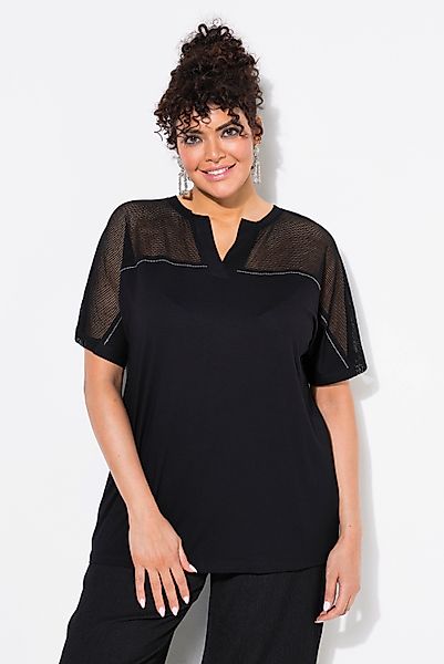 Ulla Popken T-Shirt Shirt Mesheinsatz oversized günstig online kaufen