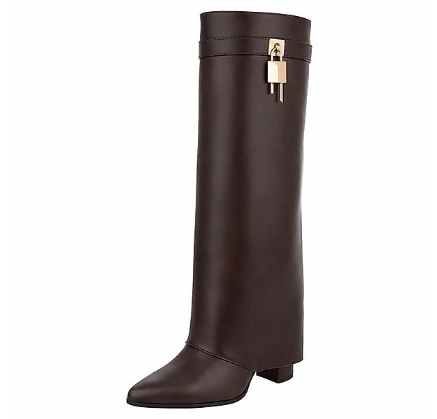 Ital-Design Elegante Stiefel mit hohem Schaft und Blockabsatz für Damen Hig günstig online kaufen