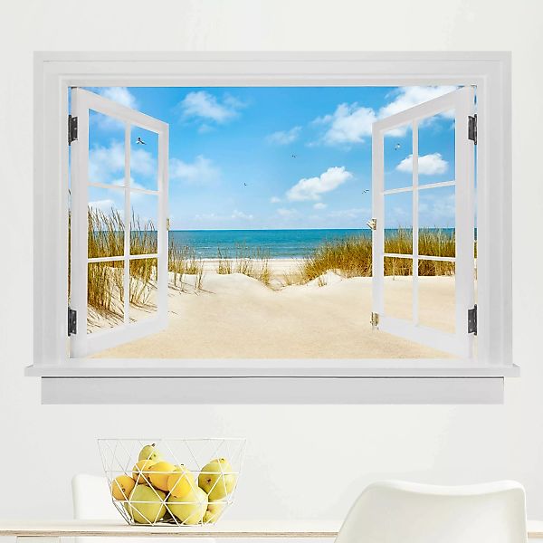 Wandtattoo Offenes Fenster Strand an der Nordsee günstig online kaufen