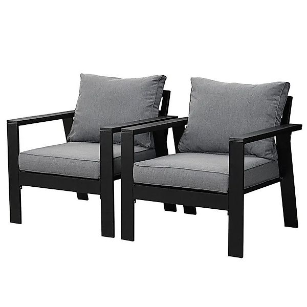 MeXo Gartenstühle 2er Set Aluminium Wetterfest Hochlehner Schwarz günstig online kaufen
