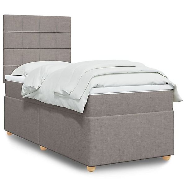 vidaXL Boxspringbett, Boxspringbett mit Matratze Taupe 100x200 cm Stoff günstig online kaufen