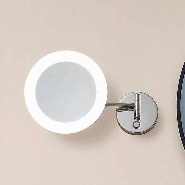 Lucande LED-Kosmetikspiegel Fyria, chrom, Stahl, CCT günstig online kaufen