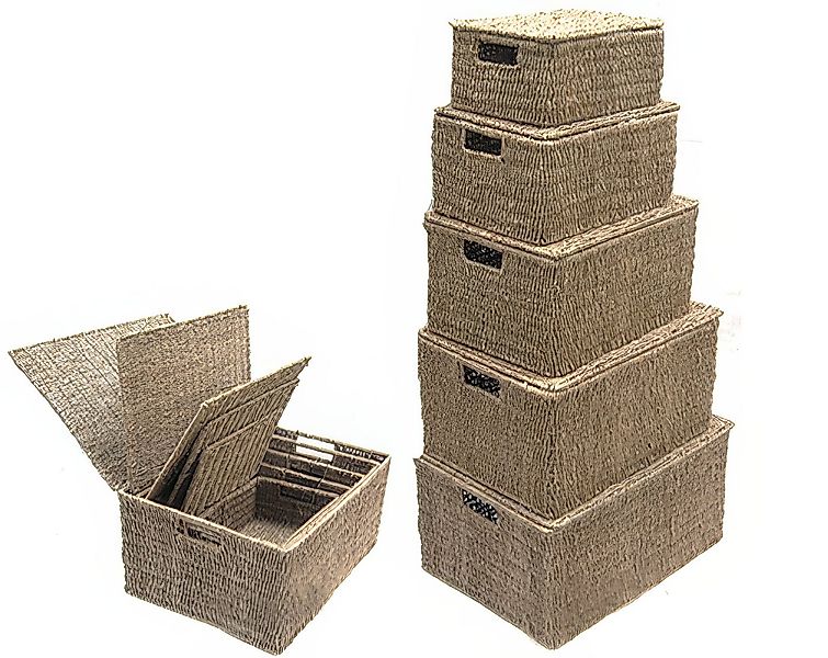 Yudu Aufbewahrungsbox Kasten Aufbewahrung Korb mit Deckel Seegrass günstig online kaufen