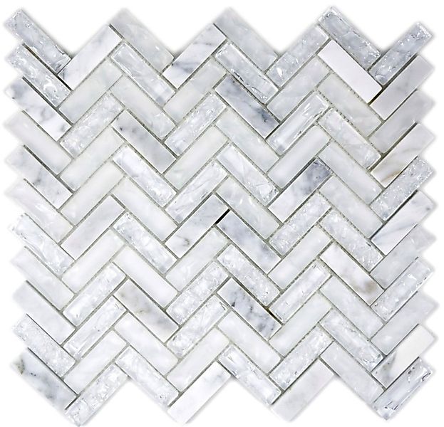 Mosani Mosaikfliesen Glas Naturstein Marmor Mosaikfliese weiß klar carrara günstig online kaufen