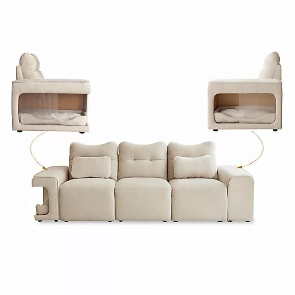 GLIESE Sofa 3-Sitzer-Stoffsofa aus Samt für Wohnzimmer, Büro günstig online kaufen