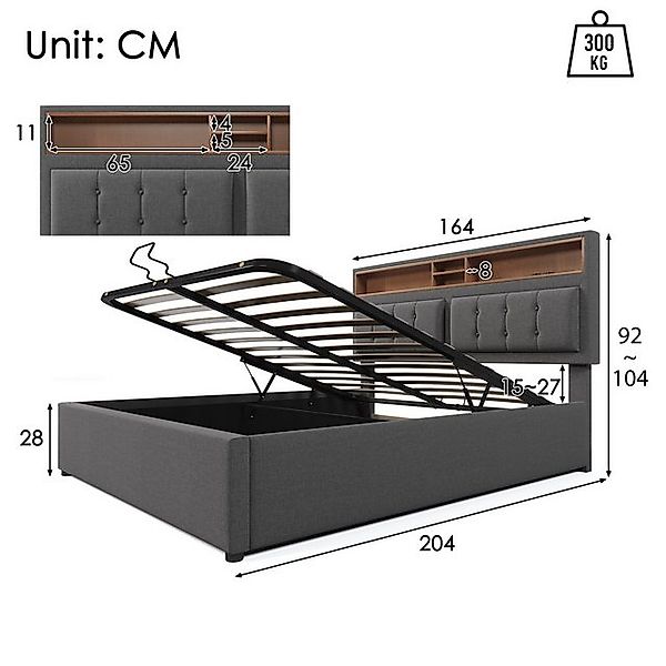 STILVORA Polsterbett 160x200 Bett Jugendbett mit Stauraum,Bettgestell mit U günstig online kaufen