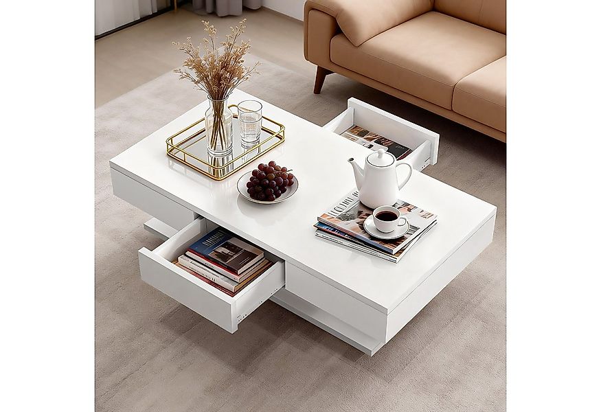 oyajia Couchtisch Wohnzimmertisch mit 2 Schubladen, Wohnzimmertisch Sofatis günstig online kaufen